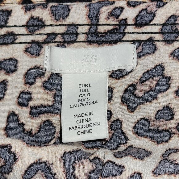 L | H&M | Leopard Print Puff Sleeve Crop Top - Picture 4 of 5